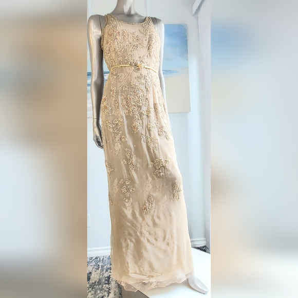 $8,000 OSCAR DE LA RENTA GLOWING GOLDEN SILK SEQUIN BEADED GOWN 8 - Picture 1 of 13